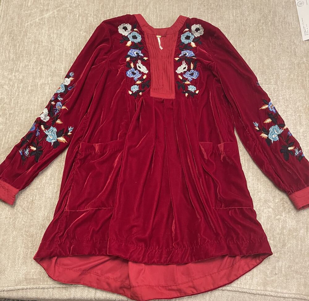 Free People Mia Velvet Embroidered Mini Dress (or tunic)